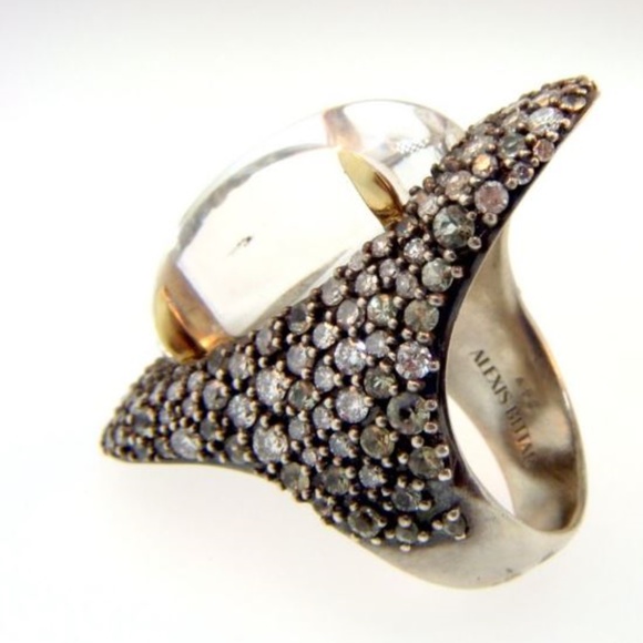 Alexis Bittar Fine Jewelry Pavé Grey Diamonds Drama Marquis Ring 7 - Picture 3 of 5